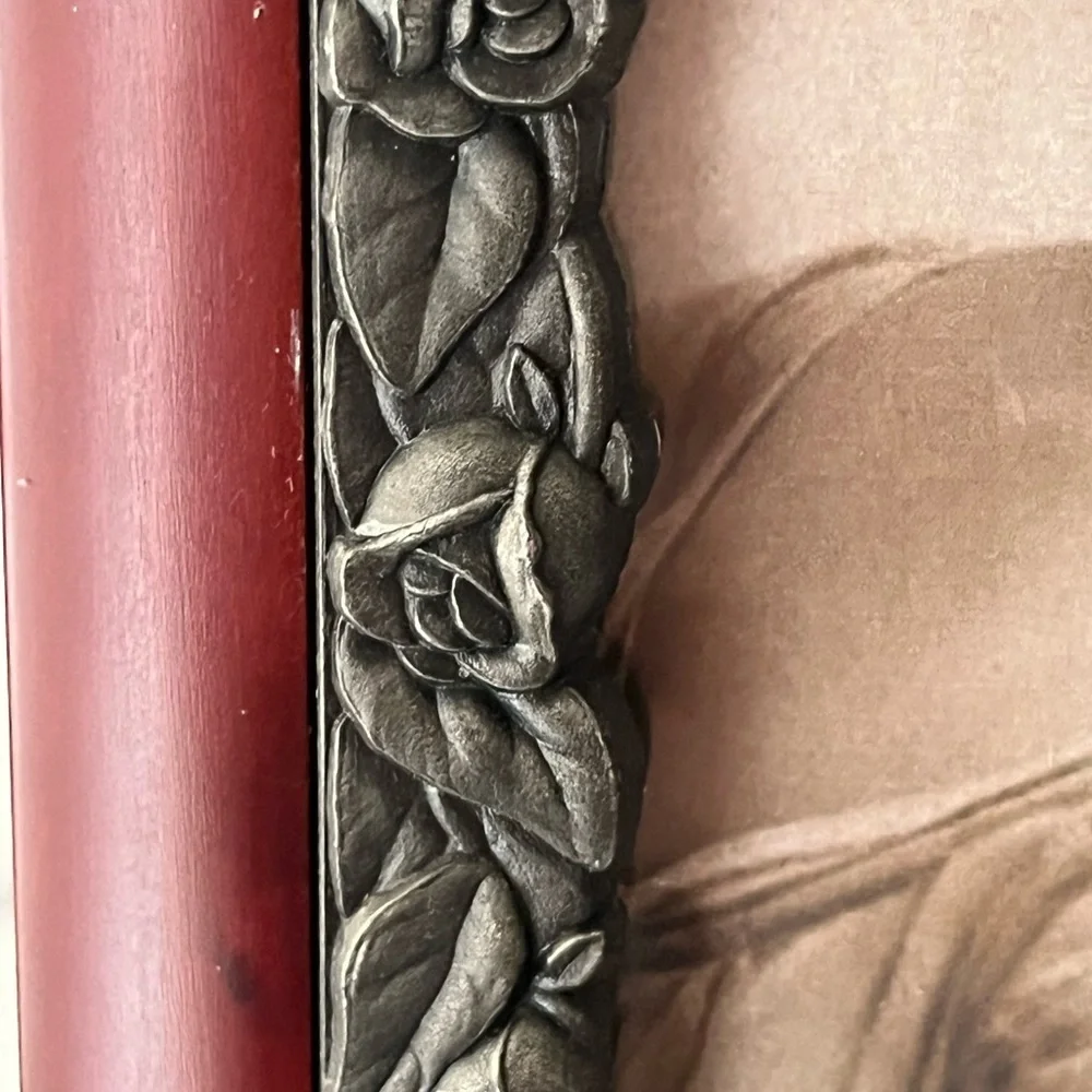 Vintage wooden pewter frame